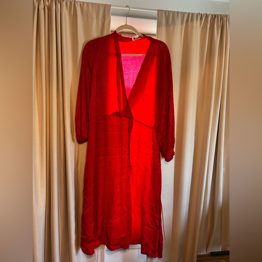Red Print Low Cut Dress